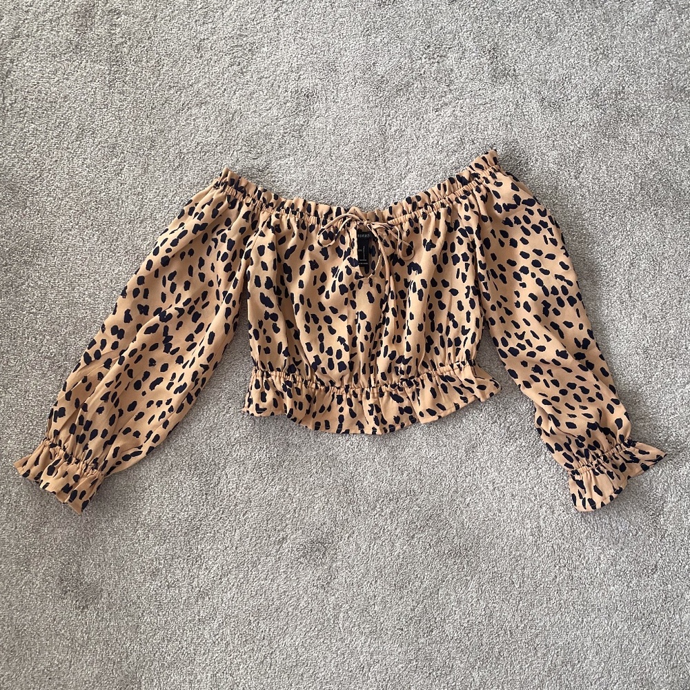 Cheetah Crop-Top Blouse